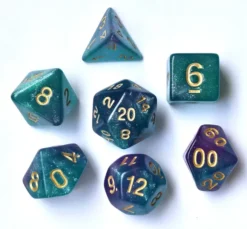 Acrylic Aqua Pink set of 7 dice