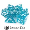 Acrylic dice cat pattern blue set of 7 Dice