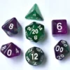 Acrylic Mica Green Pink set of 7 dice