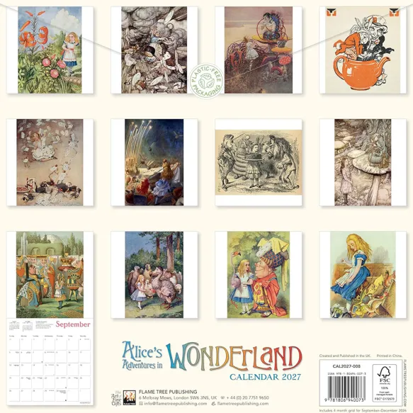 Alice's Adventures in Wonderland Wall Calendar 2027 Art Calendar