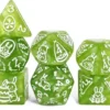 Bunny Pattern set of 7 dice - Green