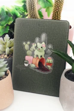 Catcus Mischief Clear Sticker