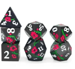 Cherry Blossom Metal Black Dice Set of 7