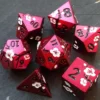 Cherry Blossom Metal Red Dice Set of 7