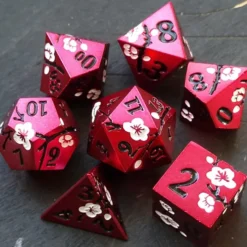 Cherry Blossom Metal Red Dice Set of 7