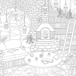 Cozy Bookshops: Colouring Book