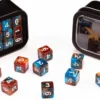 18d6 Marble Series: Blue & Brown - Numbers: White