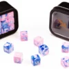 18d6 Marble Series: Blue & Pink - Numbers: White