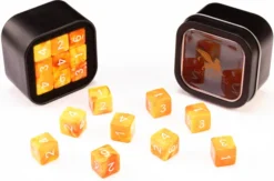 18d6 Marble Series: Orange & Yellow - Numbers: White