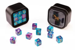 18d6 Marble Series: Pale Blue & Purple - Numbers: Gold
