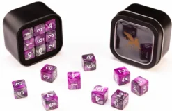 18d6 Marble Series: Purple & Grey - Numbers: White