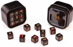 18d6 Marble Series: Red & Black - Numbers: Gold