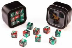 18d6 Marble Series: Red & Green - Numbers: White
