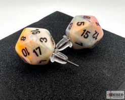 Festive Circus Mini-Poly D20 Stud Earrings Pair