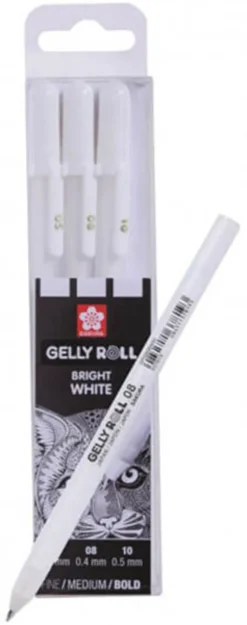 Gelly Roll Basic Set 3 Bright White Gel Pens0.5 / 0.8 / 1.0mm