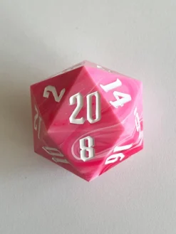 Giant Acrylic D20 Pink Swirls