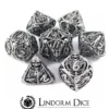 Hollow skull dice silver set of 7 Metal Dice