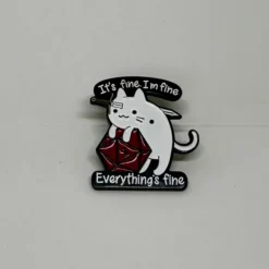 I'm Fine Cat Sword Dice Pin