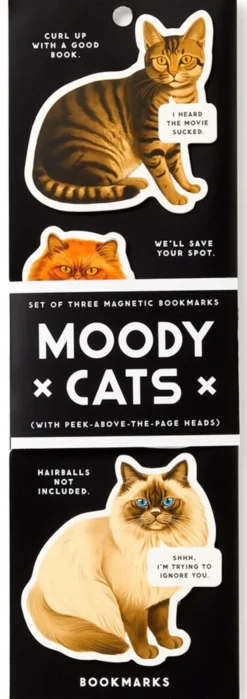 Moody Cats Magnetic Bookmark Set