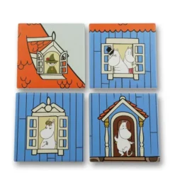 Moomin House Ceramic Coasters - Set of 4