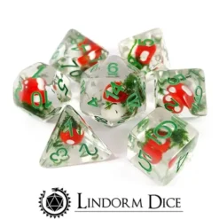 Mushroom dice red set of 7 Dice