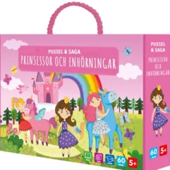 Pussel & saga. Prinsessor och enhörningar. 60 bitar