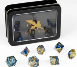 Razor Dice Set: Gold Ring - Blue