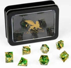 Razor Dice Set: Gold Ring - Green