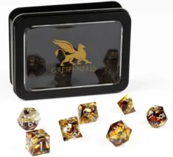 Razor Dice Set: Gold Ring - Rust Brown