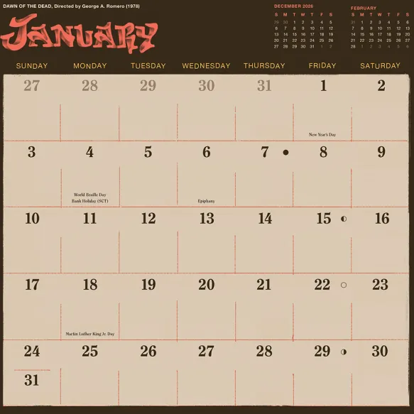 Ricardo Diseño Classic Horror Movies 2027 Wall Calendar