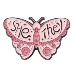 She/They Pronoun Butterfly Pin