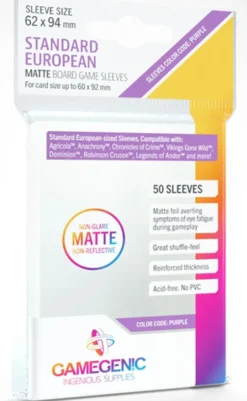 Standard European Board Game Matte Sleeves 62x94mm