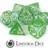 Terrarium set of 7 dice Green