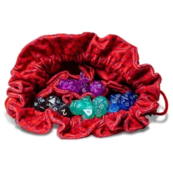 Velvet Dice Bag With Pockets: Red Dragon Scales