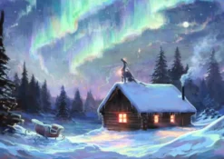 Vykort - Juldrake Aurora