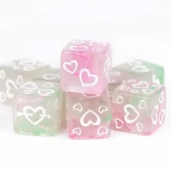 Water Lily Hearts Pips Dice Set 12 D6