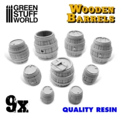 9x Resin Wooden Barrels